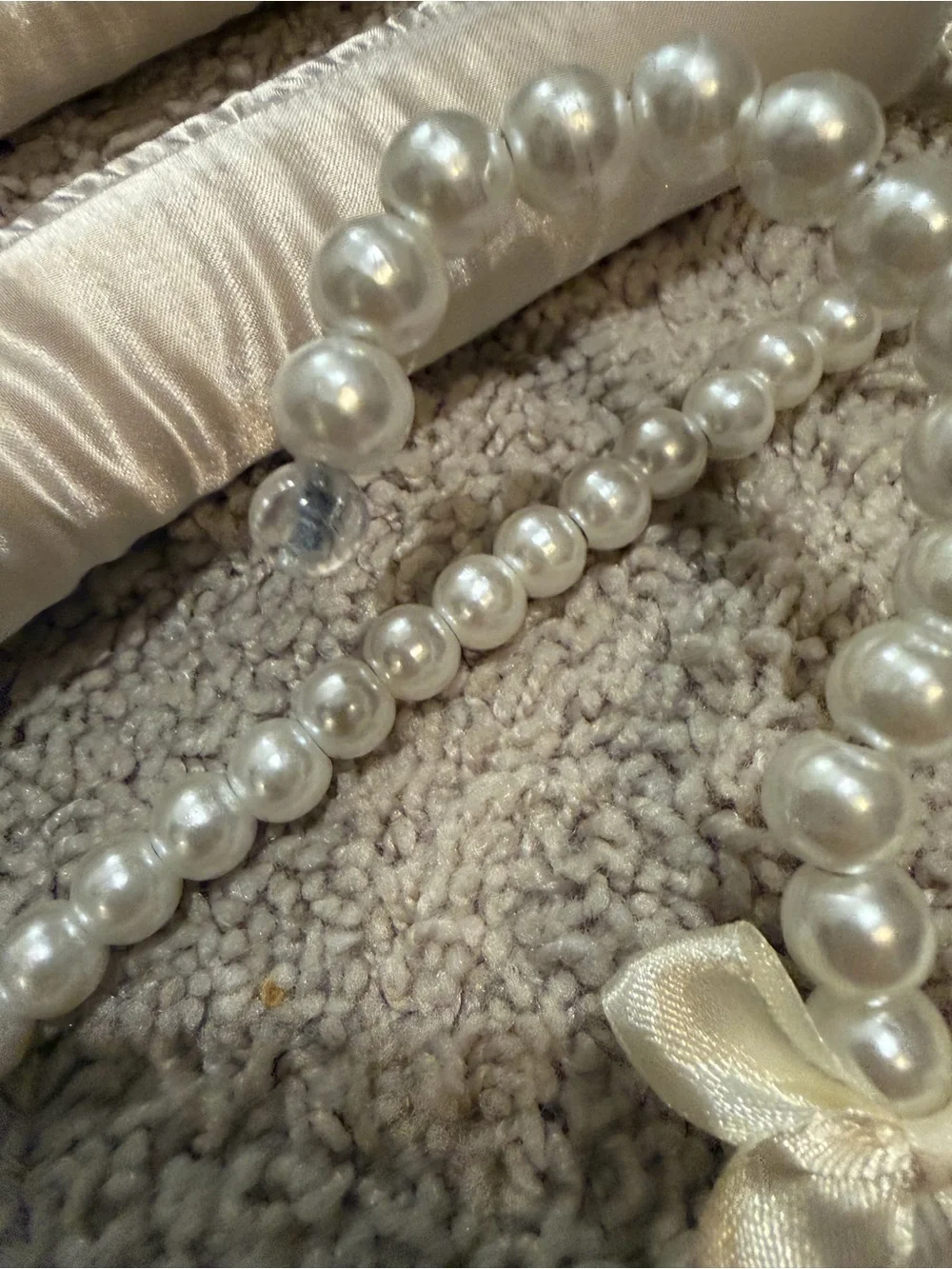 Vintage Pearl Beaded & Ivory Satin Padded Hangers Bridal Closet Set